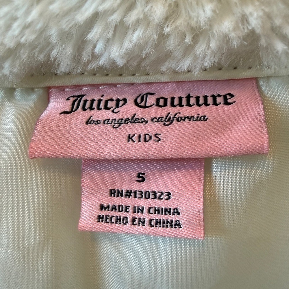 Juicy Couture Kids Faux Fur Coat Girls Size 5 White Plush Winter Jacket - Picture 2 of 4